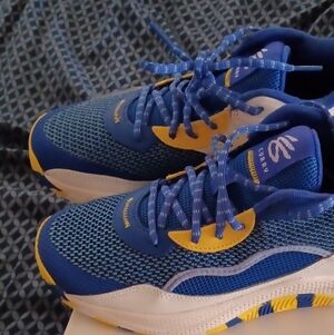 Under Armour Blue and Yellow Kids Athletic Sneakers